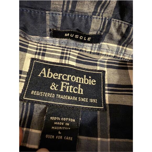 Vintage Abercrombie Fitch Mens Shirt SZ L Blue Muscle Fit - Picture 5 of 10
